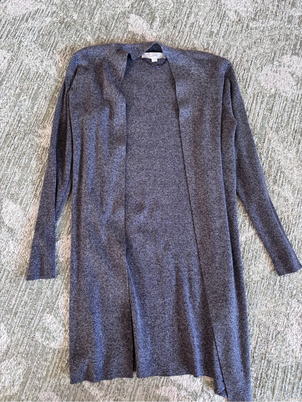 LOFT Open-Front Long Cardigan Sweater - Charcoal Gray